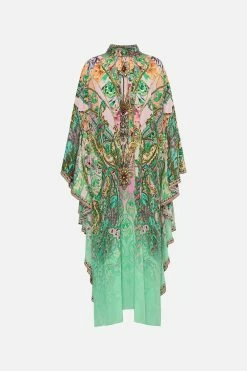 HIGH NECK RUFFLE KAFTAN LOST CITY -clothing shop CAMILLA 00020804 HIGH NECK RUFFLE KAFTAN LOST CITY GHOST