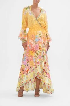 BLOUSON SLEEVE WRAP DRESS SOLAR FLARE