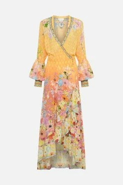 BLOUSON SLEEVE WRAP DRESS SOLAR FLARE -clothing shop CAMILLA 00020876 BLOUSON SLEEVE WRAP DRESS SOLAR FLARE GHOST 1