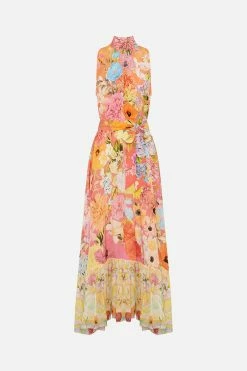 NECKTIE DRESS WITH ELASTICATED WAIST SOLAR FLARE -clothing shop CAMILLA 00020887 NECKTIE DRESS WITH ELASTICATED WAIST SOLAR FLARE GHOST