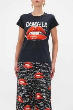 SLIM FIT ROUND NECK T-SHIRT - BLACK CHAOS MAGIC -clothing shop CAMILLA 00020935 SLIM FIT ROUND NECK T SHIRT BLACK CHAOS MAGIC 4