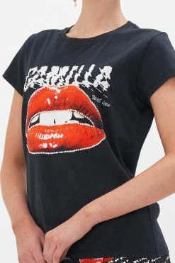 SLIM FIT ROUND NECK T-SHIRT - BLACK CHAOS MAGIC -clothing shop CAMILLA 00020935 SLIM FIT ROUND NECK T SHIRT BLACK CHAOS MAGIC 5