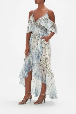 RUFFLE OVERLAYER WRAP DRESS MOON AND BACK -clothing shop CAMILLA 00021036 RUFFLE OVERLAYER WRAP DRESS MOON AND BACK 2