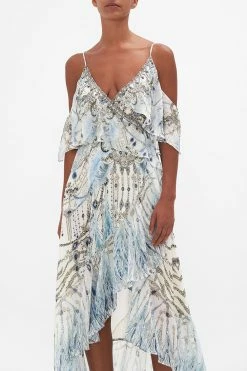 RUFFLE OVERLAYER WRAP DRESS MOON AND BACK -clothing shop CAMILLA 00021036 RUFFLE OVERLAYER WRAP DRESS MOON AND BACK 4