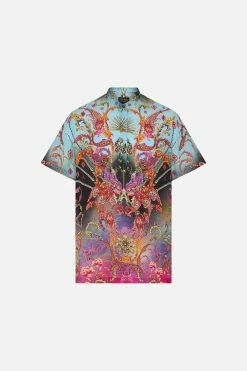 SHORT SLEEVE MANDARIN SHIRT WHAT LIES BENEATH -clothing shop CAMILLA 00021357 SHORT SLEEVE MANDARIN SHIRT WHAT LIES BENEATH GHOST