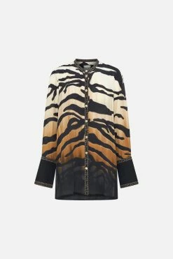 BUTTON DOWN SHIRT TAME MY TIGER -clothing shop CAMILLA 00021500 BUTTON DOWN SHIRT TAME MY TIGER GHOST