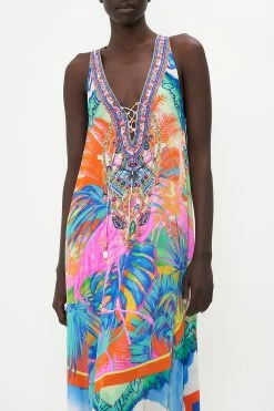 LACE UP RACER BACK DRESS FLAMENCO FLAMINGO -clothing shop CAMILLA 00021554 LACE UP RACER BACK DRESS FLAMENCO FLAMINGO 4