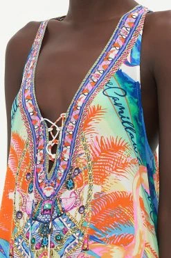 LACE UP RACER BACK DRESS FLAMENCO FLAMINGO -clothing shop CAMILLA 00021554 LACE UP RACER BACK DRESS FLAMENCO FLAMINGO 5