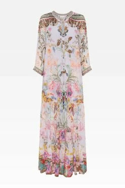 LONG GATHERED PANEL DRESS NATURES KALEIDOSCOPE -clothing shop CAMILLA 00021583 LONG GATHERED PANEL DRESS NATURES KALEIDOSCOPE GHOST 1