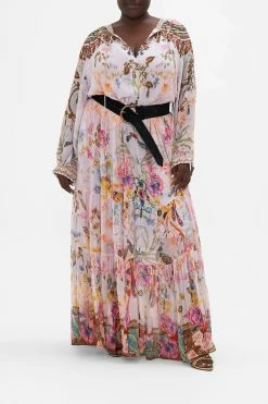 LONG GATHERED PANEL DRESS NATURES KALEIDOSCOPE -clothing shop CAMILLA 00021583 LONG GATHERED PANEL DRESS NATURES KALIDISCOPE MTL 1