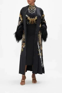 LONG ROBE WITH FLARED SLEEVE RAVIN RAVEN 20 LONG ROBE WITH FLARED SLEEVE RAVIN RAVEN -clothing shop CAMILLA 00021822 LONG ROBE WITH FLARED SLEEVE RAVIN RAVEN 1