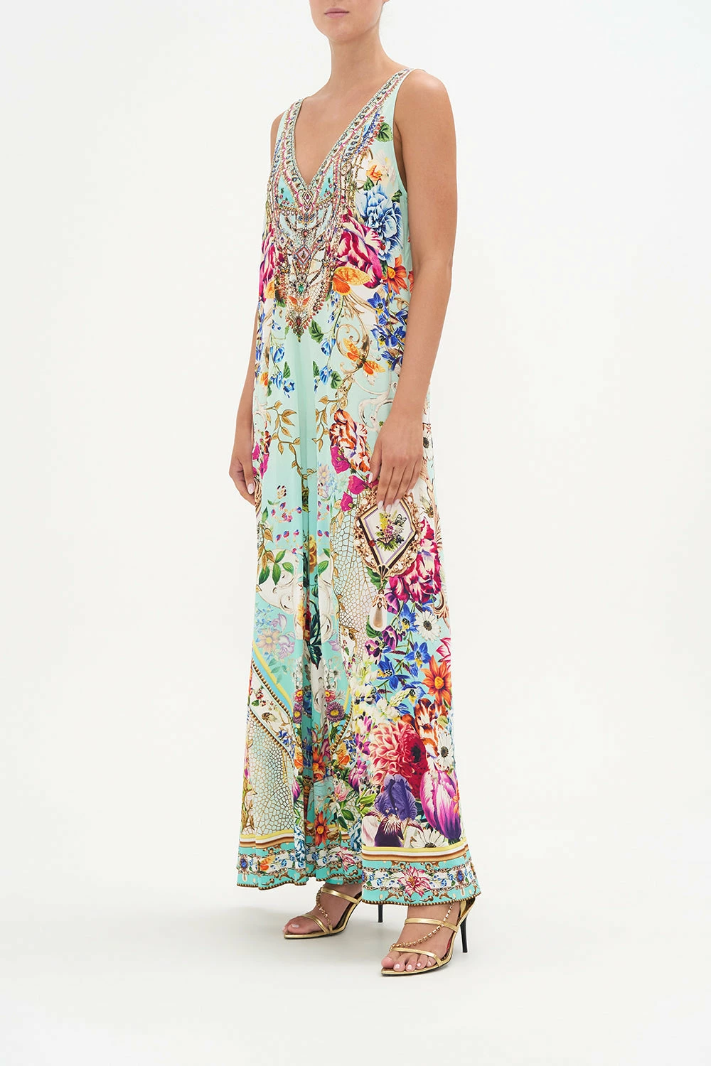 V NECK FLARED JUMPSUIT HONEY HONEY 4 V NECK FLARED JUMPSUIT HONEY HONEY - Image 4