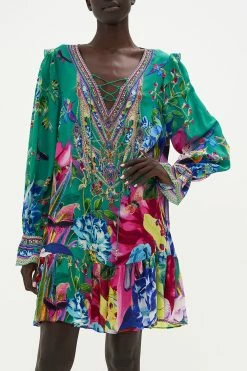 RUFFLE LACE UP DRESS RUN FROM PARADISE -clothing shop CAMILLA 00021855 RUFFLE LACE UP DRESS RUN FROM PARADISE 4