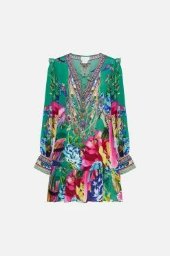 RUFFLE LACE UP DRESS RUN FROM PARADISE -clothing shop CAMILLA 00021855 RUFFLE LACE UP DRESS RUN FROM PARADISE GHOST