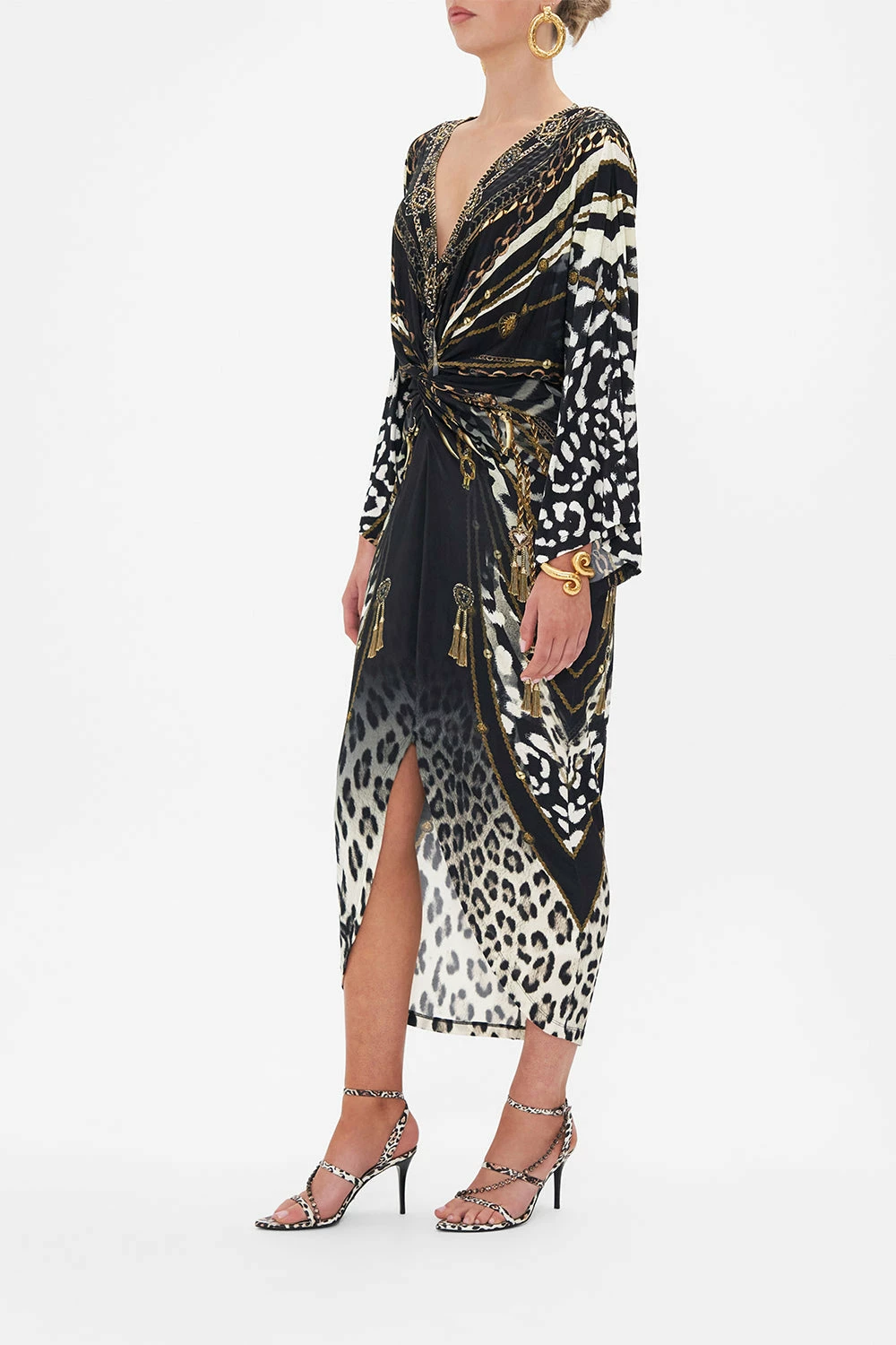 LONG SPLIT FRONT TWIST DRESS UNTAMED ROYALTY 4 LONG SPLIT FRONT TWIST DRESS UNTAMED ROYALTY - Image 4