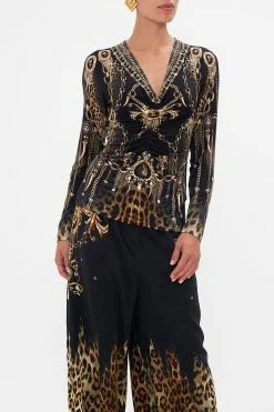 RUCHED LONG SLEEVE JERSEY TOP JUNGLE DREAMING -clothing shop CAMILLA 00022181 JUNGLE DREAMING RUCHED LONG SLEEVE JERSEY TOP 4