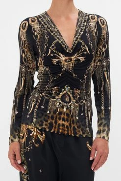 RUCHED LONG SLEEVE JERSEY TOP JUNGLE DREAMING -clothing shop CAMILLA 00022181 JUNGLE DREAMING RUCHED LONG SLEEVE JERSEY TOP 5