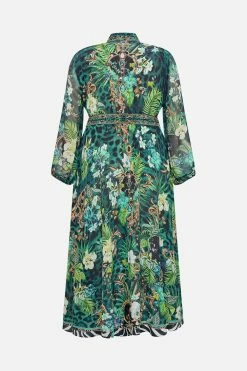 WAISTBAND LONG DRESS WITH COLLAR SING MY SONG -clothing shop CAMILLA 00022242 SHAPED WAISTBAND LONG DRESS SING MY SONG GHOST MTL 2