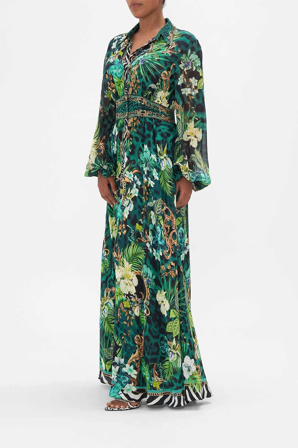 WAISTBAND LONG DRESS WITH COLLAR SING MY SONG - Image 4