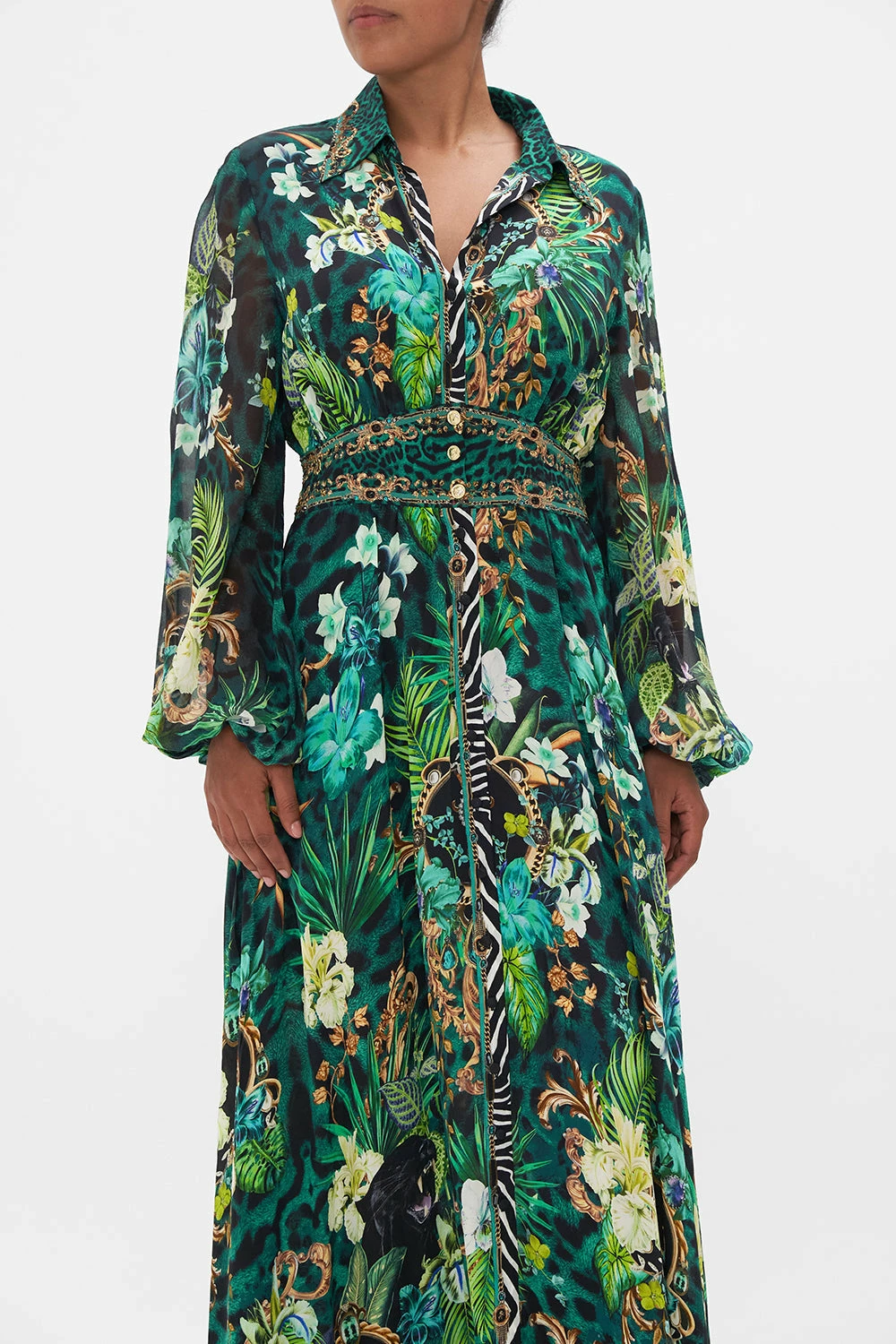 WAISTBAND LONG DRESS WITH COLLAR SING MY SONG - Image 5