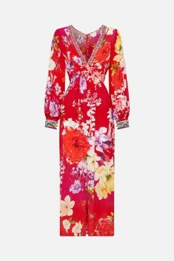 TWIST FRONT LONG DRESS KISS AND TELL -clothing shop CAMILLA 00022276 TWIST FRONT LONG DRESS KISS AND TELL GHOST