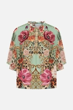 RUFFLE SLEEVE BLOUSE GROW AND GLOW -clothing shop CAMILLA 00022336 RUFFLE SLEEVE BLOUSE GROW AND GLOW GHOST