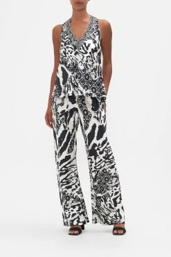 V NECK TOP WITH KNOT BACK FELINE FANTASY