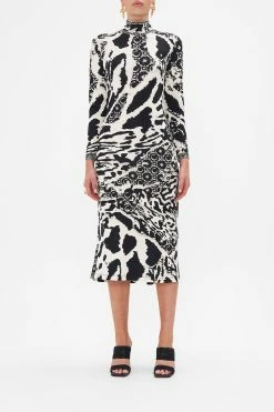 TURTLENECK JERSEY DRESS FELINE FANTASY