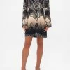 LONG SLEEVE DEEP V SHORT DRESS CURTAIN CALL CHAOS