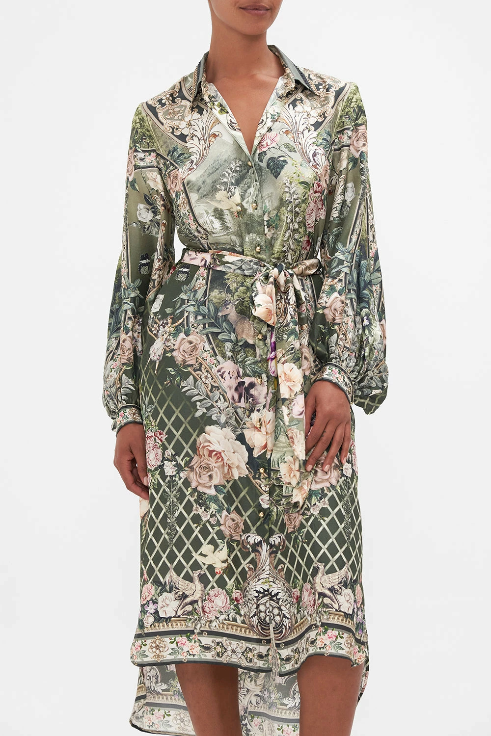HIGH LOW MIDI SHIRT DRESS GARDEN OF GOOD FORTUNE - Image 5