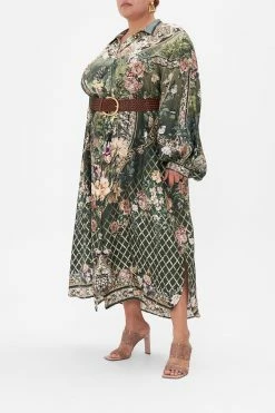 HIGH LOW MIDI SHIRT DRESS GARDEN OF GOOD FORTUNE -clothing shop CAMILLA 00022586 HIGH LOW MIDI SHIRT DRESS GARDEN OF GOOD FORTUNE MTL 2