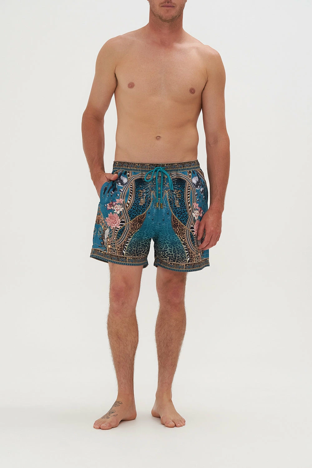 ELASTIC WAIST BOARDSHORT TIGER PANTS 1 ELASTIC WAIST BOARDSHORT TIGER PANTS