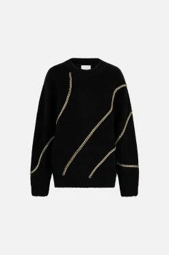 CREW NECK FULL SLEEVE JUMPER WITH CHAINS TETHER ME NOT -clothing shop CAMILLA 00022653 CREW NECK FULL SLEEVE JUMPER WITH CHAIN TETHER ME NOT GHOST 1