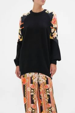 WOOL CASHMERE BLEND SPLICED SHOULDER JUMPER SECRET HISTORY -clothing shop CAMILLA 00022658 SILK SPLICED SHOULDER JUMPER SECRET HISTORY 4