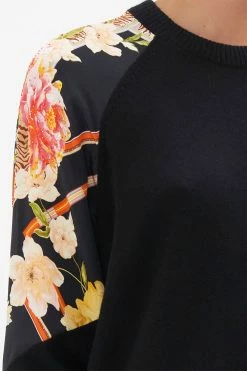 WOOL CASHMERE BLEND SPLICED SHOULDER JUMPER SECRET HISTORY -clothing shop CAMILLA 00022658 SILK SPLICED SHOULDER JUMPER SECRET HISTORY 5