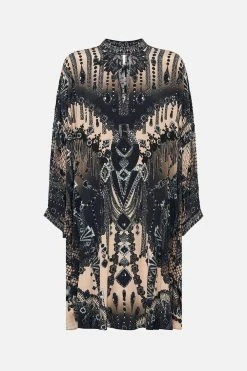 SHORT KAFTAN WITH HIGH NECK CURTAIN CALL CHAOS -clothing shop CAMILLA 00022688 SHORT KAFTAN WITH HIGH NECK CURTAIN CALL CHAOS GHOST