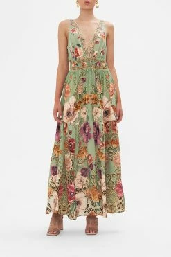 SHIRRED WAIST DETAIL LONG DRESS GROW AND GLOW