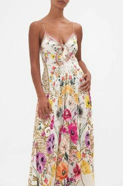 LONG DRESS WITH TIE FRONT DESTINY CALLING 10 LONG DRESS WITH TIE FRONT DESTINY CALLING -clothing shop CAMILLA 00022718 LONG DRESS WITH TIE FRONT DESTINY CALLING 4