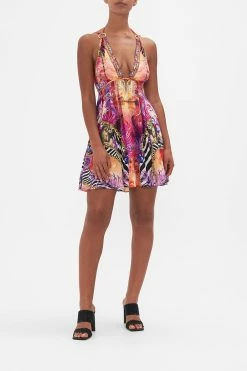 clothing shop 25 SHORT FLARED DRESS WITH HARDWARE WILD LOVING