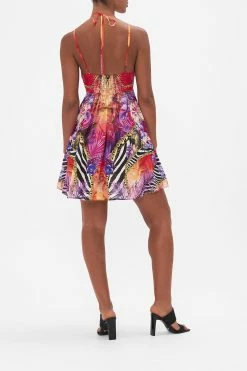 clothing shop -clothing shop CAMILLA 00022798 SHORT FLARED DRESS WITH HARDWARE WILD LOVING 3