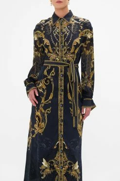 BUTTON DOWN BLOUSON SLEEVE DRESS MOONLIGHT MELODIES -clothing shop CAMILLA 00022864 BUTTON DOWN BLOUSON SLEEVE DRESS MOONLIGHT MELODIES 4