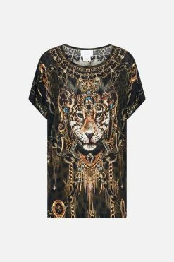 LOOSE FIT ROUND NECK TEE - ALL OVER PRINT LIONS MANE -clothing shop CAMILLA 00022908 LOOSE FIT ROUND NECK TEE ALL OVER PRINT LIONS MANE GHOST