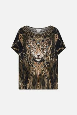 LOOSE FIT ROUND NECK TEE - ALL OVER PRINT LIONS MANE -clothing shop CAMILLA 00022908 LOOSE FIT ROUND NECK TEE ALL OVER PRINT LIONS MANE GHOST MTL 1