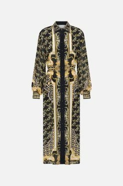 BUTTON DOWN BLOUSON SLEEVE DRESS TETHER ME NOT -clothing shop CAMILLA 00022927 BUTTON DOWN BLOUSON SLEEVE DRESS TETHER ME NOT GHOST