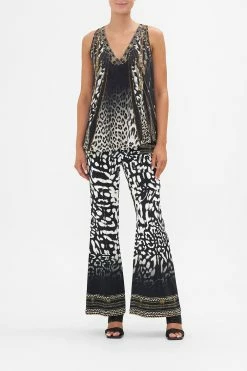 V NECK BUTTON BACK TOP UNTAMED ROYALTY