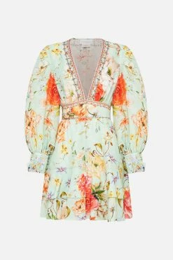 BUTTON FRONT FRILL DRESS TALK THE WALK -clothing shop CAMILLA 00022939 BUTTON FRONT FRILL DRESS TALK THE WALK GHOST