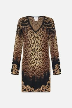 V NECK MINI KNIT DRESS JUNGLE DREAMING 8 V NECK MINI KNIT DRESS JUNGLE DREAMING -clothing shop CAMILLA 00022992 V NECK MINI KNIT DRESS JUNGLE DREAMING GHOST