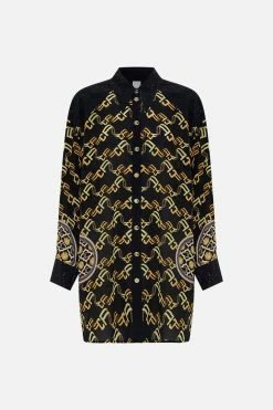 LONG LINE SHIRT WITH YOKE AND BUTTON DETAIL TETHER ME NOT -clothing shop CAMILLA 00023174 LONG LINE SHIRT WITH YOKE AND BUTTON DETAIL TETHER ME NOT GHOST 1