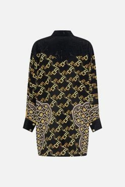 LONG LINE SHIRT WITH YOKE AND BUTTON DETAIL TETHER ME NOT -clothing shop CAMILLA 00023174 LONG LINE SHIRT WITH YOKE AND BUTTON DETAIL TETHER ME NOT GHOST 2