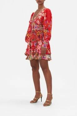 BUTTON FRONT FRILL DRESS RUFFLE SOME FEATHERS -clothing shop CAMILLA 00023278 BUTTON FRONT FRILL DRESS RUFFLE SOME FEATHERS 2